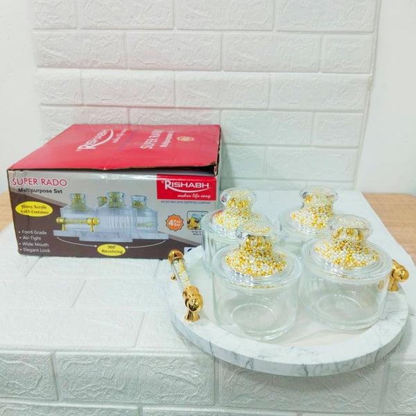 Di0150 Rishabh Super Rado Multipurpose 4 Jar Set with 360° Revolving Tray