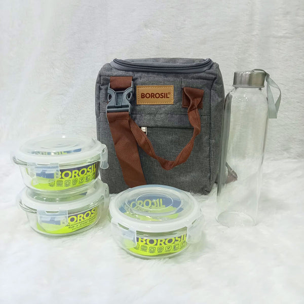 AM6173 Borosil Pro Round Glass Lunch Box Set