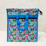 AM6283 Small Vibrant Butterfly Print Jute Bag - Zippered Multi-Purpose Shoulder Bag
