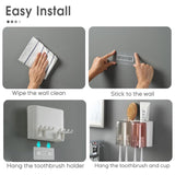 AM6480 2 Glass Toothbrush Holder with Dual Cups and Organizer