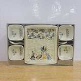 A07848 DAILY DELIGHT Melamine Printed Serving Set – 9 Pcs Tray, Bowls & Spoons Combo