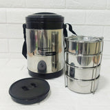 Di0175 Rishabh Sivana 4 Thermo Steel Lunch Box with Virgin Plastic Outer Case | 4 Steel Containers