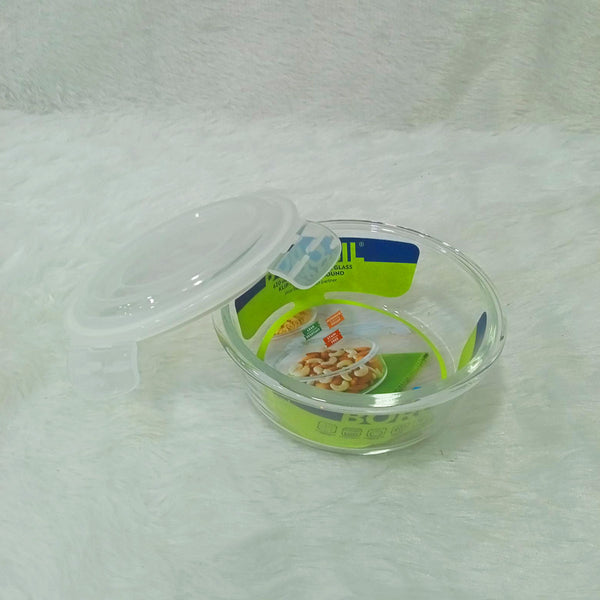 AM6196 Borosil Klip N Store Round Glass Container - 620 ml with Air Tight Lid