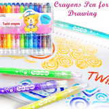 AM6309 Twist Crayons with Mini Sketchbook for Kids - 12 Colour