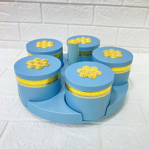 Di0153 Rishabh Phantom Revolve Set of 5 Multipurpose Serving Jars with Rotating Tray