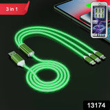 13174 3 in 1 Charging Cable Light Up Fast Charger Multi Charging Cable (1 Pc)