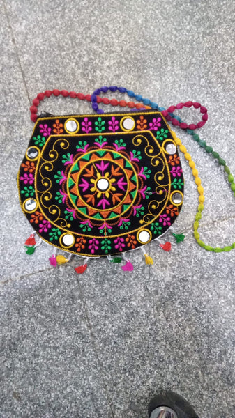 3899 9inch Traditional Purse, Rajasthani Jaipuri Cotton handle Bag, Ethnic Stylish Designer Handicrafted Handbag for Women & Kids stylish design