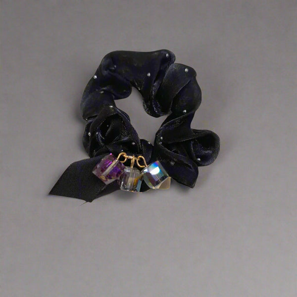 AM1298 Crystal Rhinestone Glossy Soft Satin Silk Hair Scrunchies Hair Elastic Bands 1pc