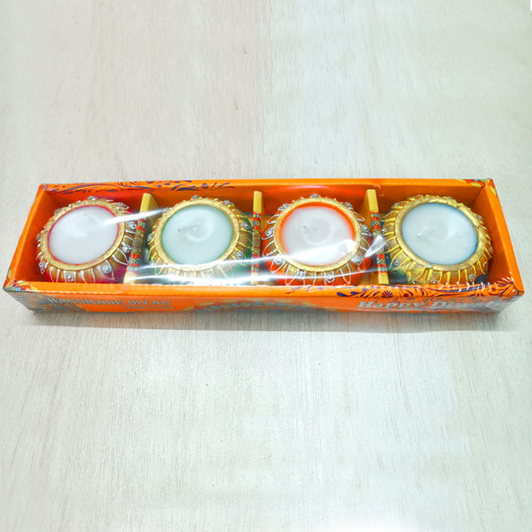 AM0209 Handmade Decorative Diyas For Diwali With wex (4 Pcs)