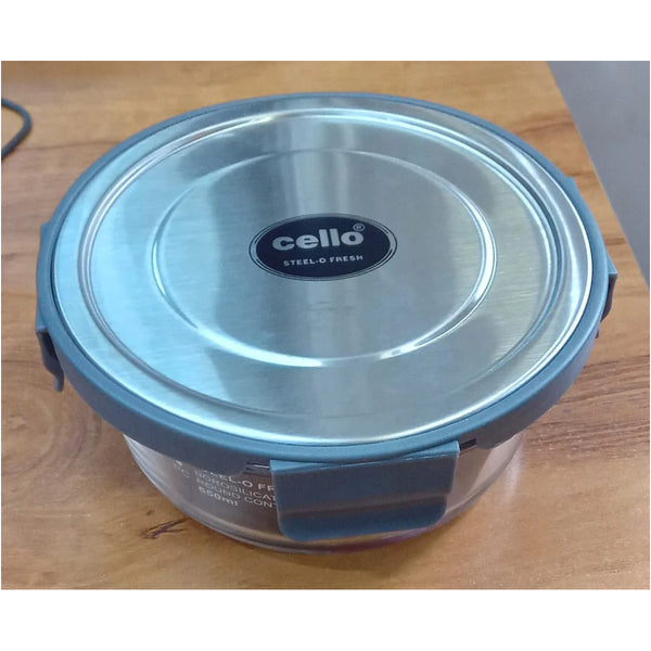 AM2029 Cello Steel-0 Fresh BoroSilicate Round Container 400ml