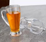 AM2567 Oval Shape Regular Juice or Beer Mug Glass Beer Mug 675ml (Set of 2)