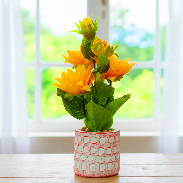 AM6239 Artificial Sunflower Textured Ceramic Pot