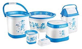 AM2588 Joyo Deluxe Square Bathroom Printed Bucket, Dustbin, Tub, Jumbo Patla, Mug ,Soap case Set 6 Pcs Multicolour