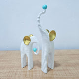 AM5937 Modern White & Gold Elephant Pair Statue