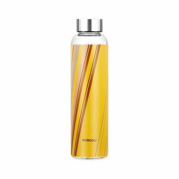 AM5175 Borosil Artisan Series Prism 550 Ml Narrow Mouth Glass Bottle with Metal Lid - Store Water, Lassi, Juice, Smoothies | Dishwasher Safe