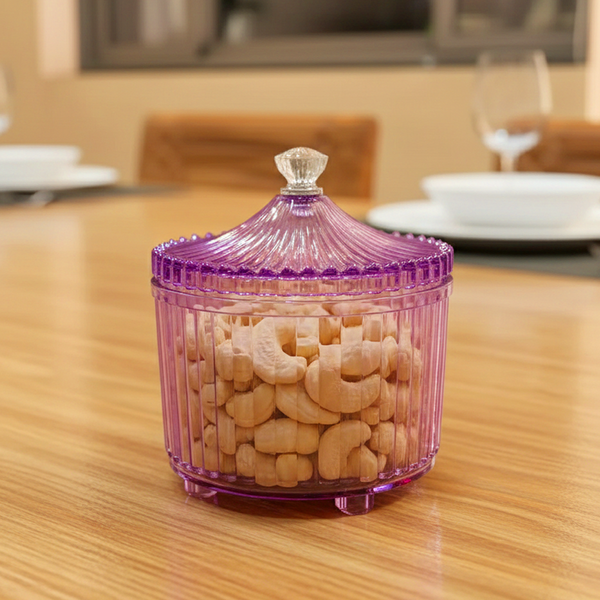 Di0360 Diamond Dry Fruit Transparent 1pc Jar with Lids - 500ml (Mix Colour)