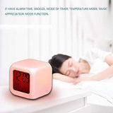 3166 7 Colour Changing LED Digital Alarm Clock Table Watch with Date Time Temperature for Office Bedroom Multicolor -Plastic