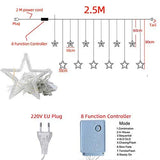 3385 12 Stars LED Curtain String Lights with 8 Flashing Modes (Warm White)