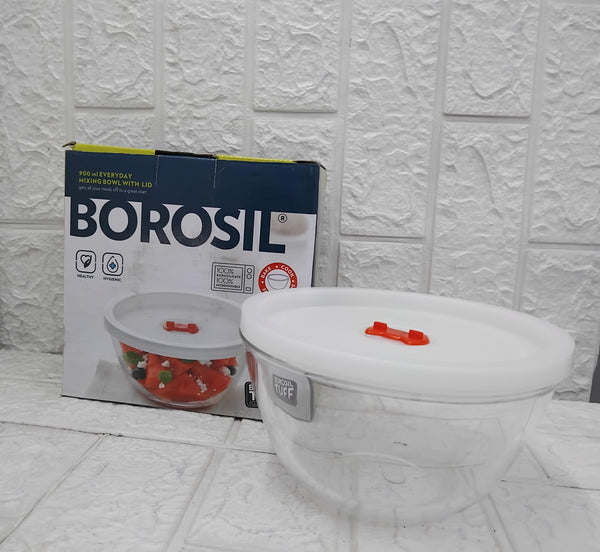 AM3686 Borosil Serving & Mixing Glass Bowl with Lid 900ml (IH22MB009PL)