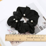 AM1289 Stone Scrunchies Silvermerc Designs Set Of 1 Pearl Hair Scrunchies Black Pack Of 1