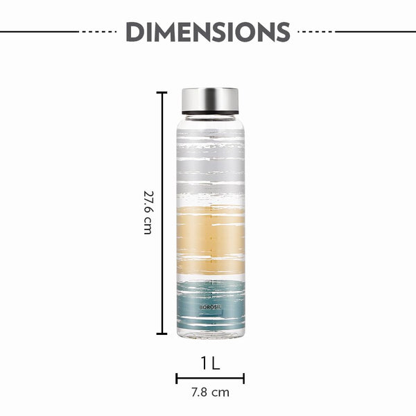 AM5176 Borosil Artisan Series Glance 550 Ml Wide Mouth Glass Bottle with Metal Lid - Store Water, Lassi, Juice, Smoothies