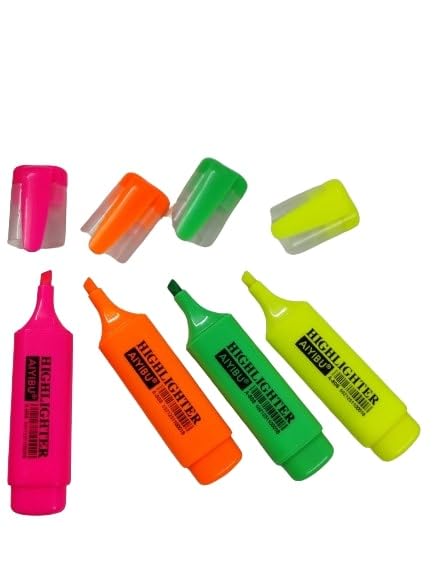 AM0614 High Lighting Marker - 4 Pcs Mix colours