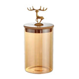 AM3754 Glass 1100ml container glass Jar With Deer top Bamboo Lid 1 Pcs(SMBJ204L1)