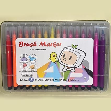 AM2452 Brush Marker Pen Soft Head Sketch pen Art Markers Colours set HMC-9007 48Pcs Multicolours