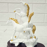 AM6135 Small Standing On Mountain Horse Showpiece, Double Horse Showpiece for Home, Table, Office