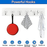 AM2141 Traceless Strip 6 Hooks for Wall Without Drilling for Home Kitchen Bathroom Bedroom Keys Bag Towels - 6 Stainless Steel Hook with plastic Strip