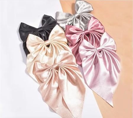 AM1223 Bow Hair Pins Bow Hair Clips French Style Hairclip With Long Ribbon Hairpin For Women Girls Multicolour Pack Of 1 Pcs