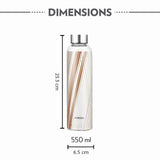 AM5175 Borosil Artisan Series Prism 550 Ml Narrow Mouth Glass Bottle with Metal Lid - Store Water, Lassi, Juice, Smoothies | Dishwasher Safe