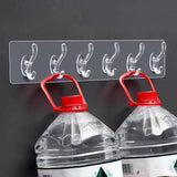 AM0451 Plastic Self Adhesive Wall Mounted Strip with 6 Wall Hooks