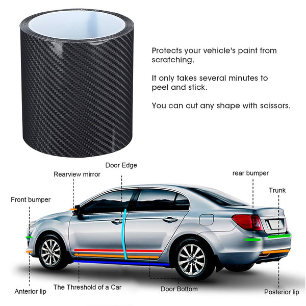 3103 Carbon Fiber Tape 5 Mtr for Interior High Gloss Anti Scratch Tape for Car Protection and Decoration