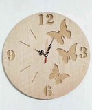 AM0599 Wooden Round Shape  Wall Clock 3-Butterfly design for Home -11.5x11.5