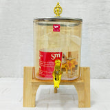 AM6276 High Borosilicate Glass Beverage Dispenser with Wooden Stand 4200 ml – 1 Piece Set
