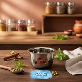 AM7576 Madhuram Signature Premium Stainless Steel Deep Container (450 ml, 7x9x9 cm)