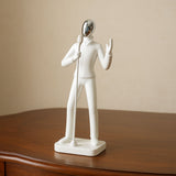 AM6133 Modern MicMan Singer Figurine Showpiece – White & Silver Decorative Idol
