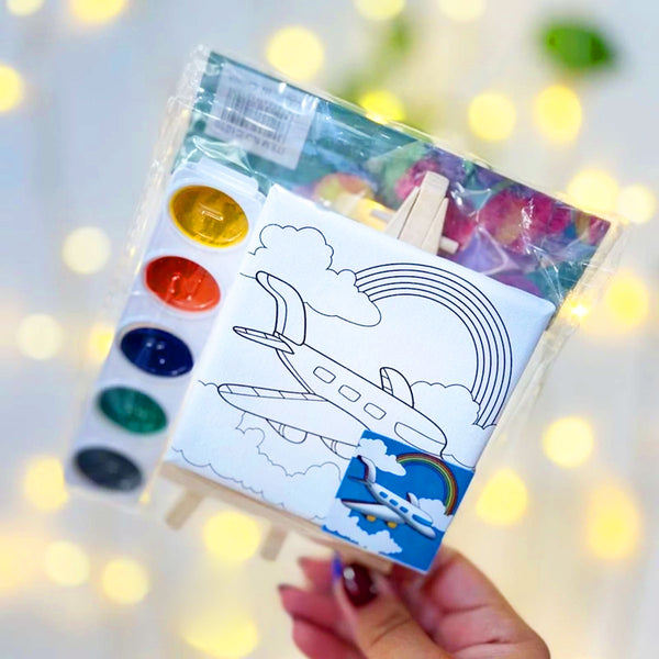 AM6161 Pocket Painters Mini Canvas Painting Kit with Easel, Paint Brush & Colors