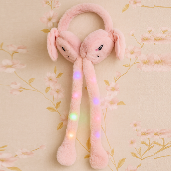 AM6290 LED Light-Up Bunny Plush Earmuffs for Kids – Warm & Fun Winter Ear Covers