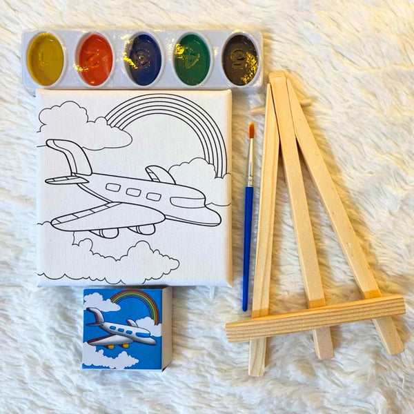 AM6161 Pocket Painters Mini Canvas Painting Kit with Easel, Paint Brush & Colors