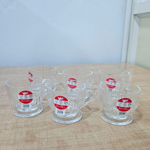 AM5380 Shine Max 6pc 80ml Coffee or Tea Cup Round Set Made of Glass
