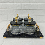Di0154 Rishabh Super Rubikon Set 4 Multipurpose with Marble Finish Tray Set