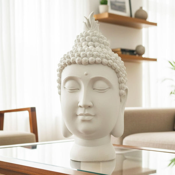 AM6245 Big White Buddha Head Sculpture