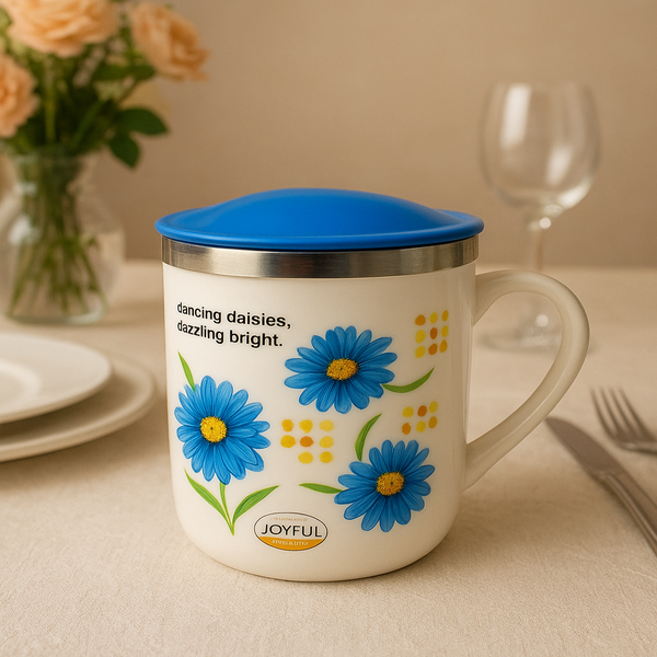 Di0051 Joyful Stainless Steel Tea & Coffee Mug with Lid (Multidesign)