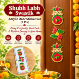 A07705 Decorative Shubh Labh & Swastik Acrylic Door Sticker Set (3 Pcs)
