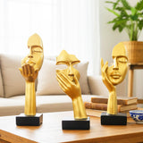 AM6228 Golden Thinker Abstract Face Sculptures (No.1) – Set of 3pcs