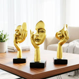 AM6232 Golden Thinker Abstract Face Sculptures (No.3) – Set of 3pcs