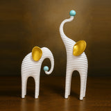AM5937 Modern White & Gold Elephant Pair Statue