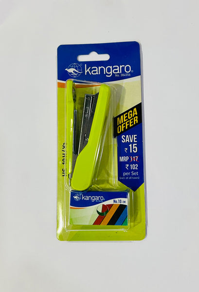 3920 Kangaro HS-10H All Metal Stapler With Coloured Staples Box | Standard Stapler with Quick Loading Mechanism | Sturdy & Durable for Long Time Use